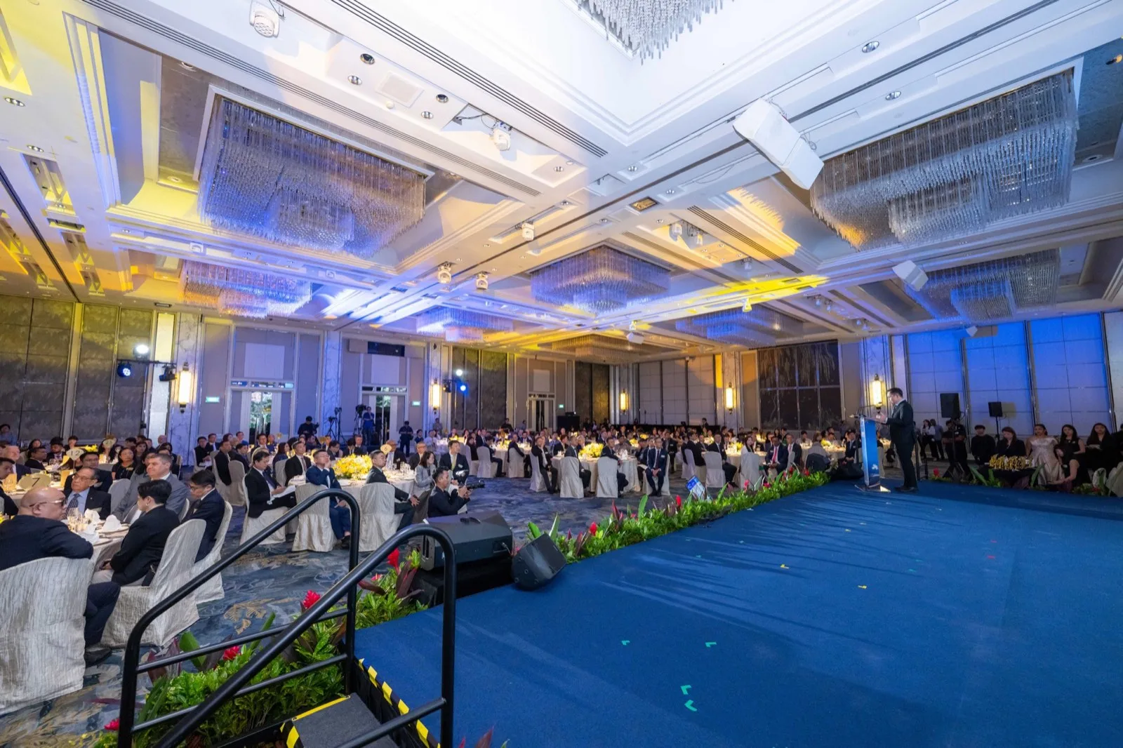 Wide view of the Changi Airline Awards stage and ballroom