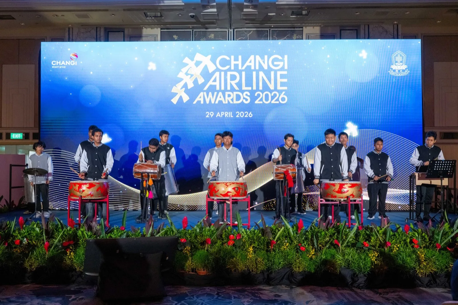 Live percussion performance at Changi Airline Awards 2026