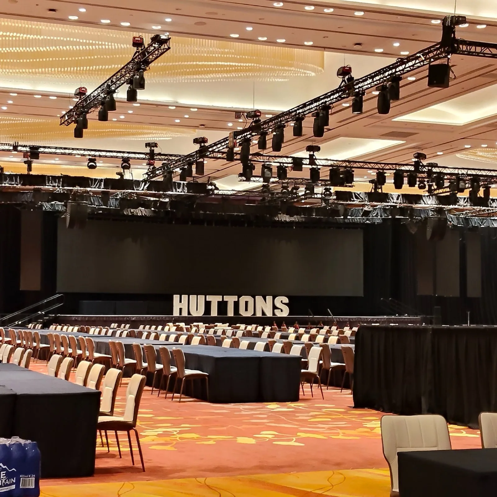 Huttons ballroom stage before the gala programme