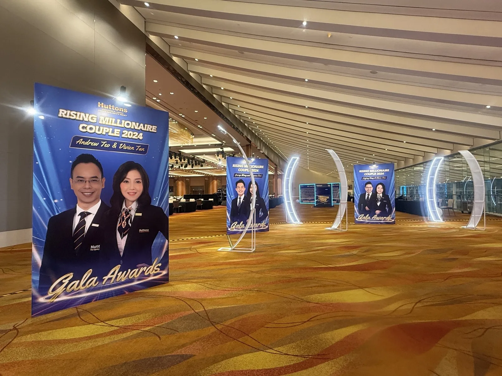 Huttons Rising Millionaire Couple display at the venue entrance