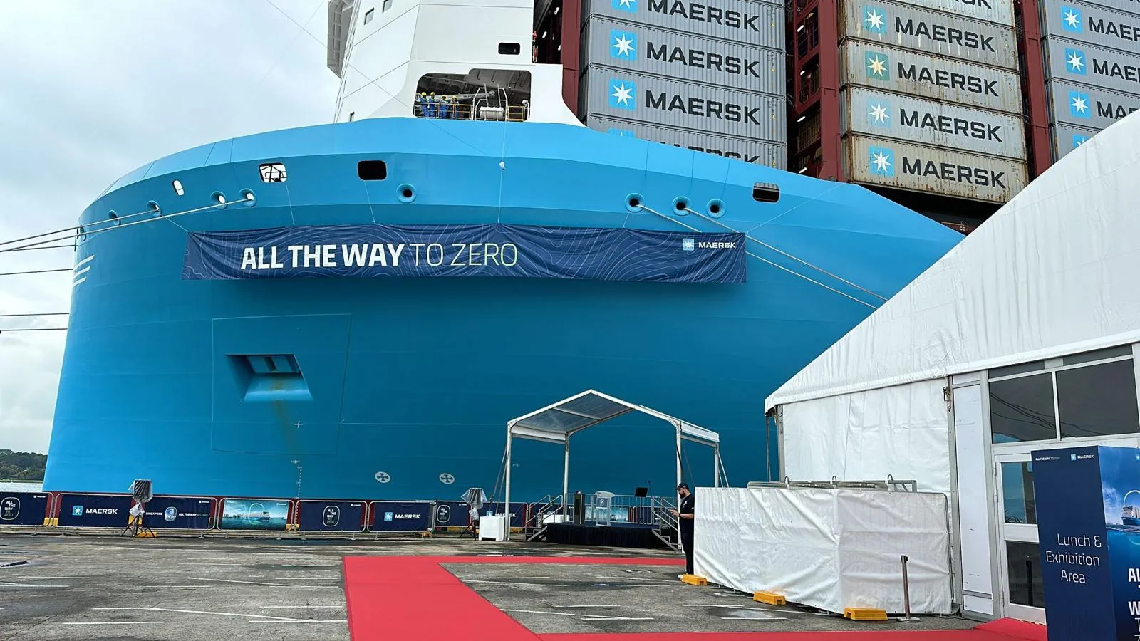 Maersk container vessel and All the Way to Zero event setting
